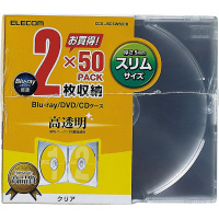 エレコム ＣＤ／ＤＶＤケース ２枚収納 クリア タテ１２５×ヨコ１４２