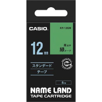 カシオ ネームランド 緑色テープ １８ｍｍ 黒文字 １個 ＸＲ－１８ＧＮ