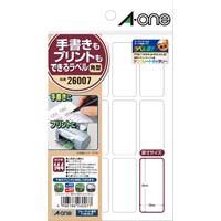 エーワン 手書きもプリントもできるラベル １５×８ｍｍ ５個 ホワイト １００×１４８ｍｍ（はがきサイズ） １パック１２シート入 １セット（１２シート入×５）  ２６００１×５ タックラベル タックタイトル｜カウネット